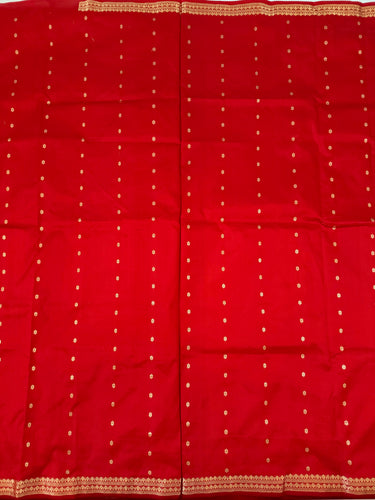 Lightweight Banarasi Katan Silk Saree | Red | Gold Zari | Handwoven | Silk Mark Certified | Ships from California